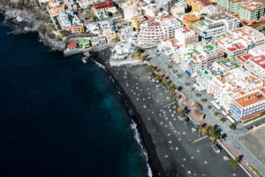 Puerto de Naos, Atlantic coast, volcano beach, beach, promenade close centre, aerial picture, island La Palma, the Canaries, Spain Puerto de Naos, Atlantic coast, volcano beach, beach, promenade close centre, aerial picture, island La Palma, the Canaries, Spain